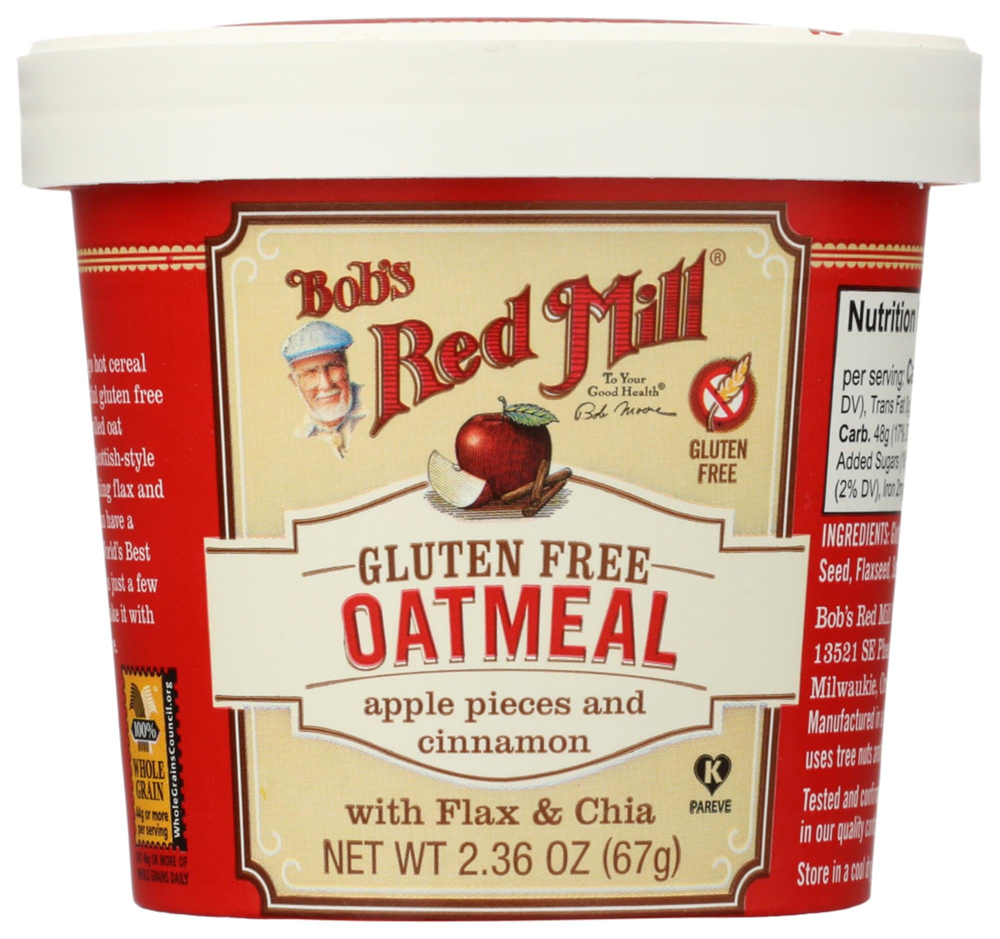 Bob's Red Mill Natural Foods Inc Gluten Free Apple Cinnamon Oatmeal Cup; 2.36 Ounces; 12 Per Case