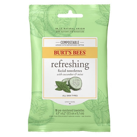 Burt's Bees Facial Cleanser Towelettes Cucumber & Sage; 10 Count; 8 Per Box; 4 Per Case - High Mart Wholesale