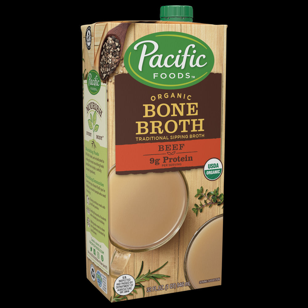Pacific Foods Organic Beef Bone Broth; 32 Fluid Ounces; 12 Per Case - High Mart Wholesale