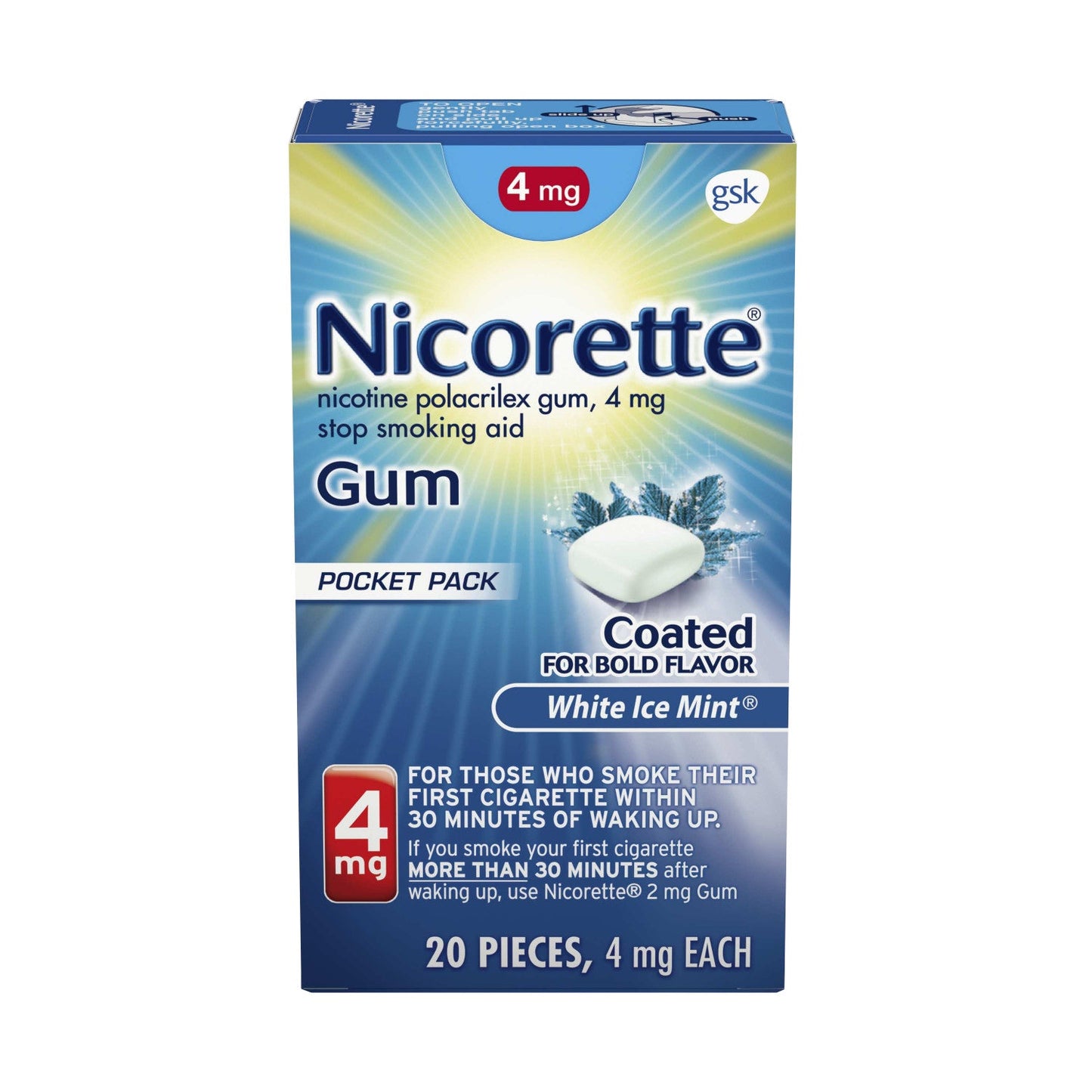 Nicorette Gum White Ice Mint; 20 Each; 3 Per Box; 4 Per Case - High Mart Wholesale
