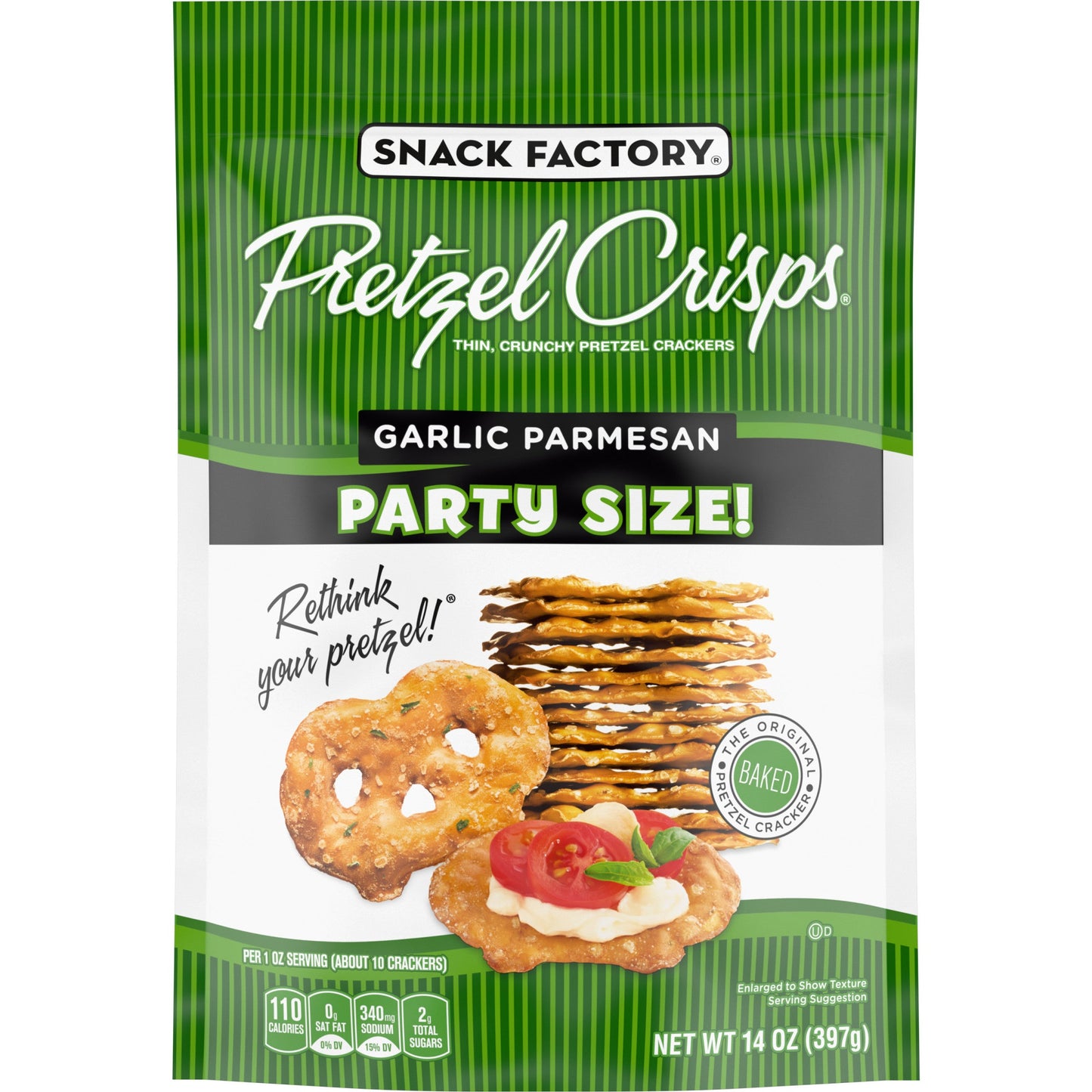 Snack Factory Pretzel Crisps Garlic Parmesan; 14 Ounces; 12 Per Case - High Mart Wholesale