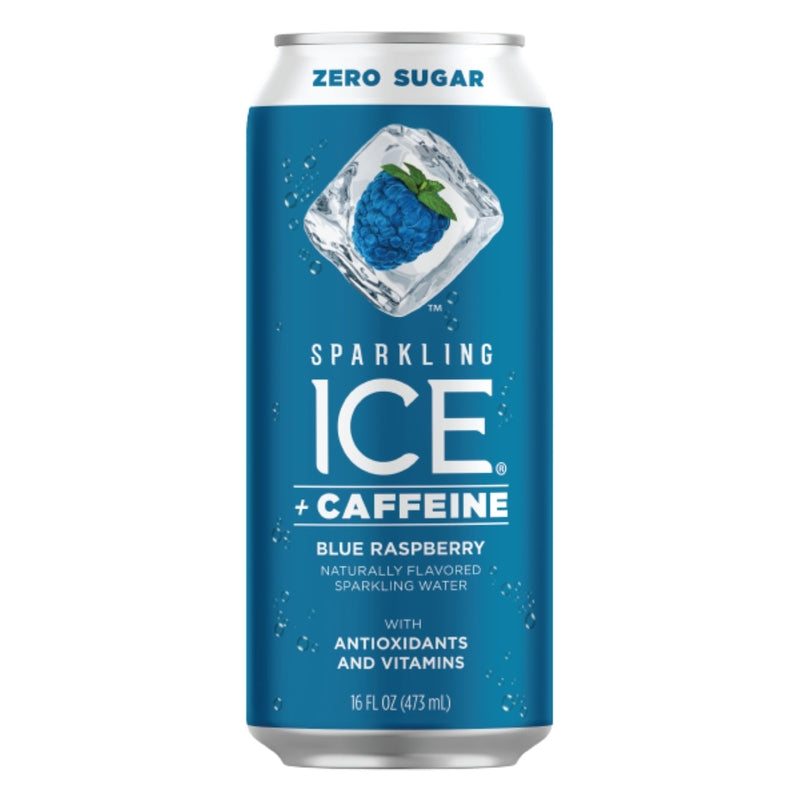Sparkling Ice Plus Caffeine Blue Raspberry Flavored Sparkling Water; 16 Fluid Ounce; 12 Per Case