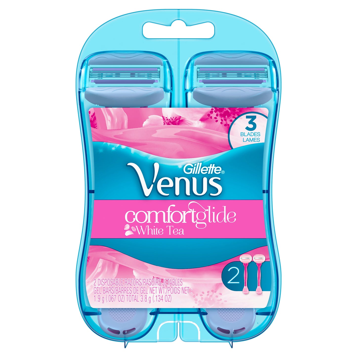 Venus Breeze Disposable Razor Elastomer Handle Comfort Glide White Tea; 2 Count; 4 Per Box; 3 Per Case