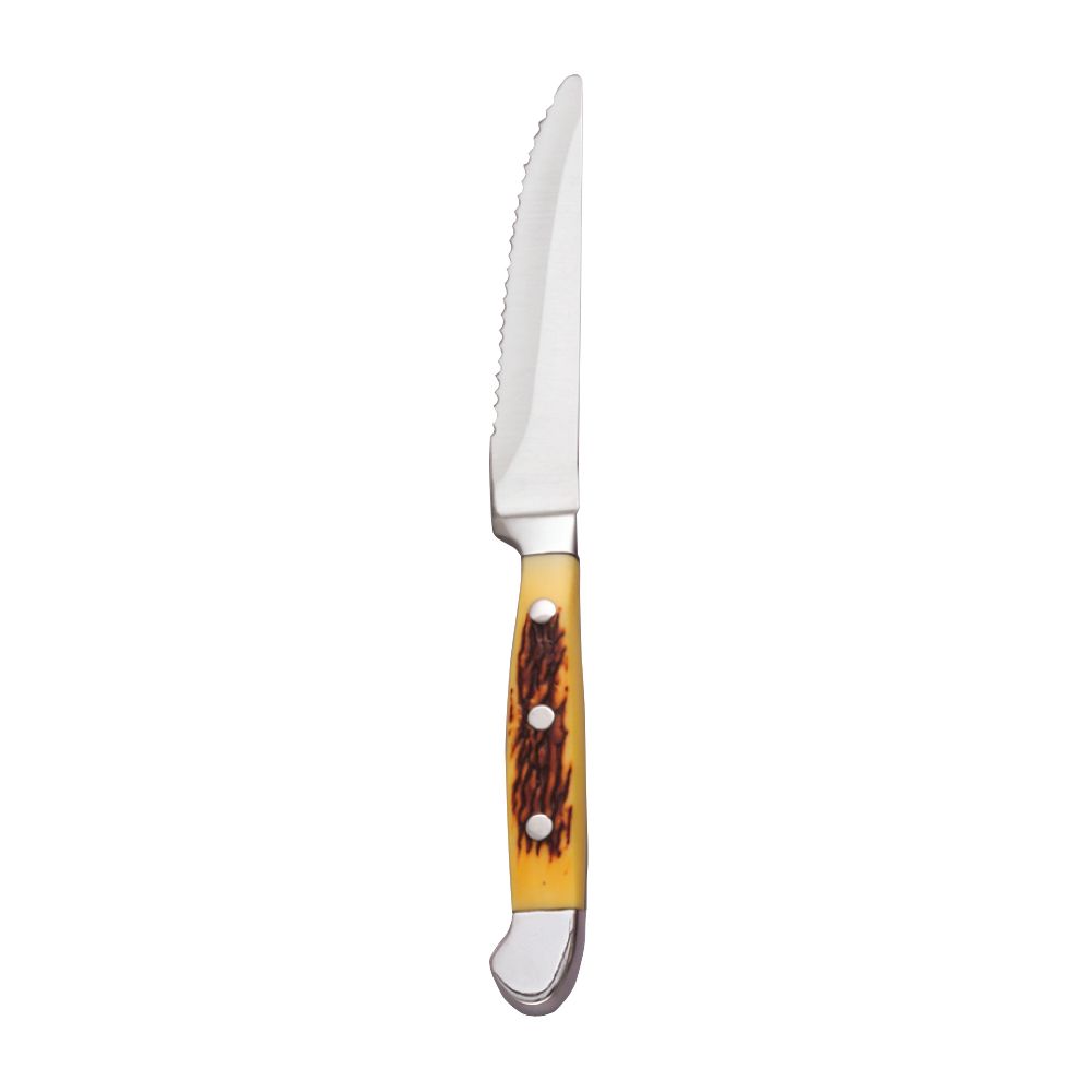 World Tableware Full Tang Steak Knife W/Yellow Pom Handle 9"; 12 Each - High Mart Wholesale