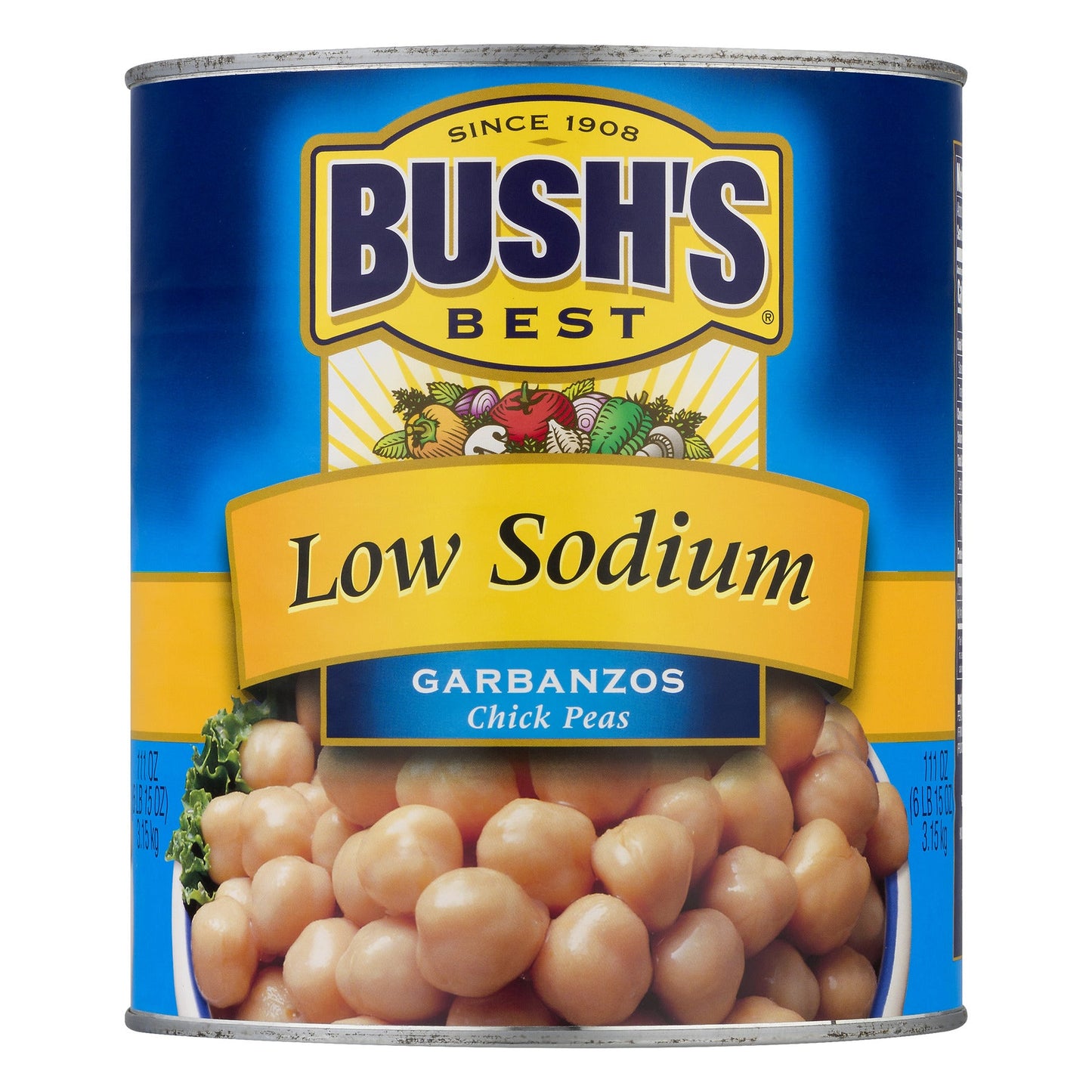 Bush's Best Low Sodium Garbanzo Beans; 111 Ounces; 6 Per Case