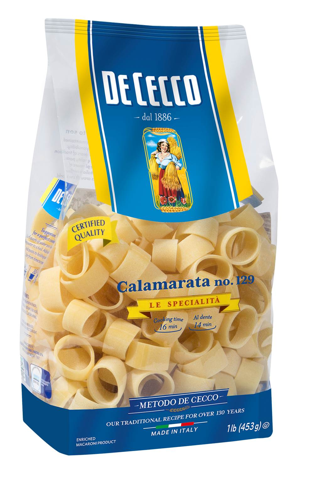 De Cecco No. 129 Calamarata; 1 Pounds; 12 Per Case