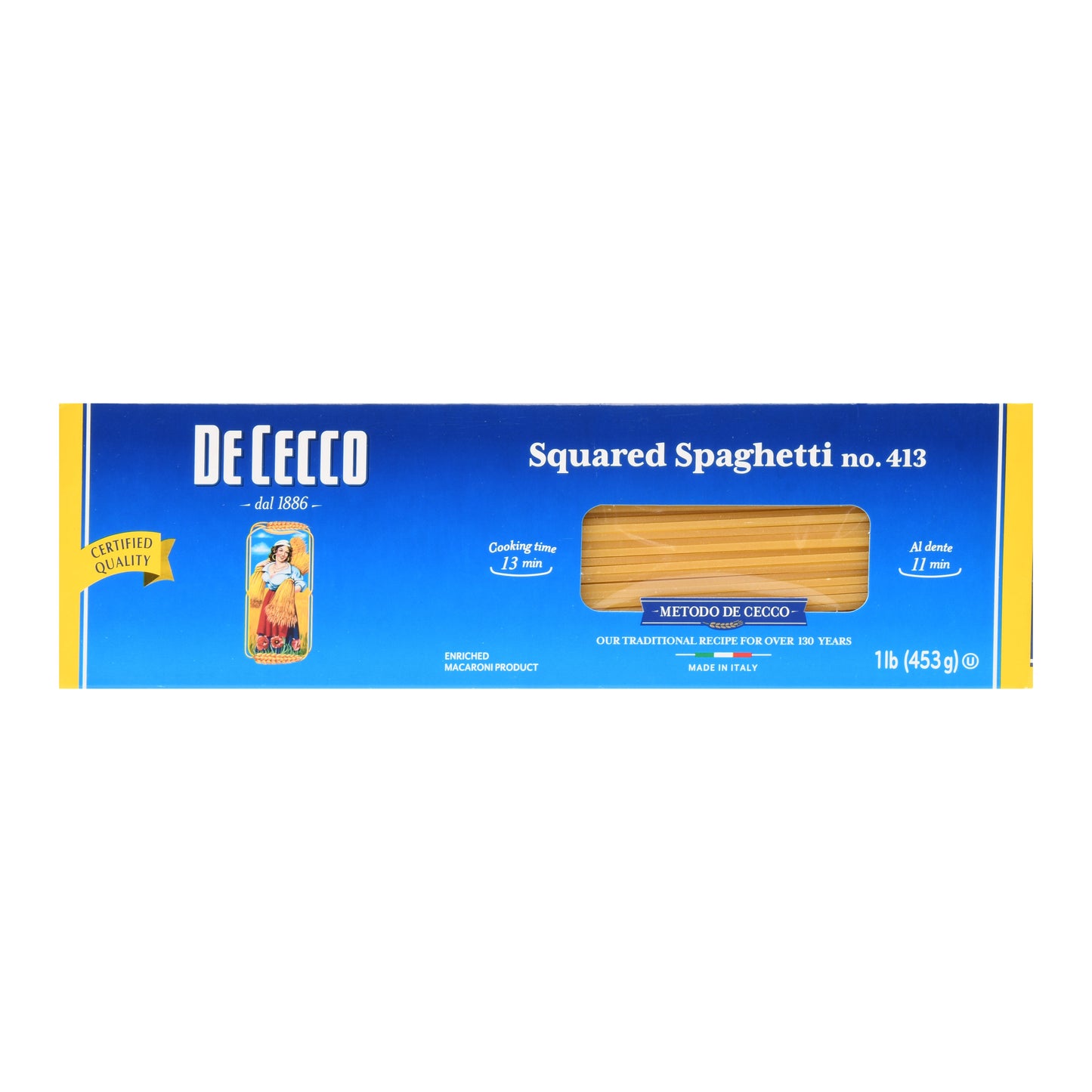 De Cecco No. 413 Squared Spaghetti; 1 Pounds; 20 Per Case