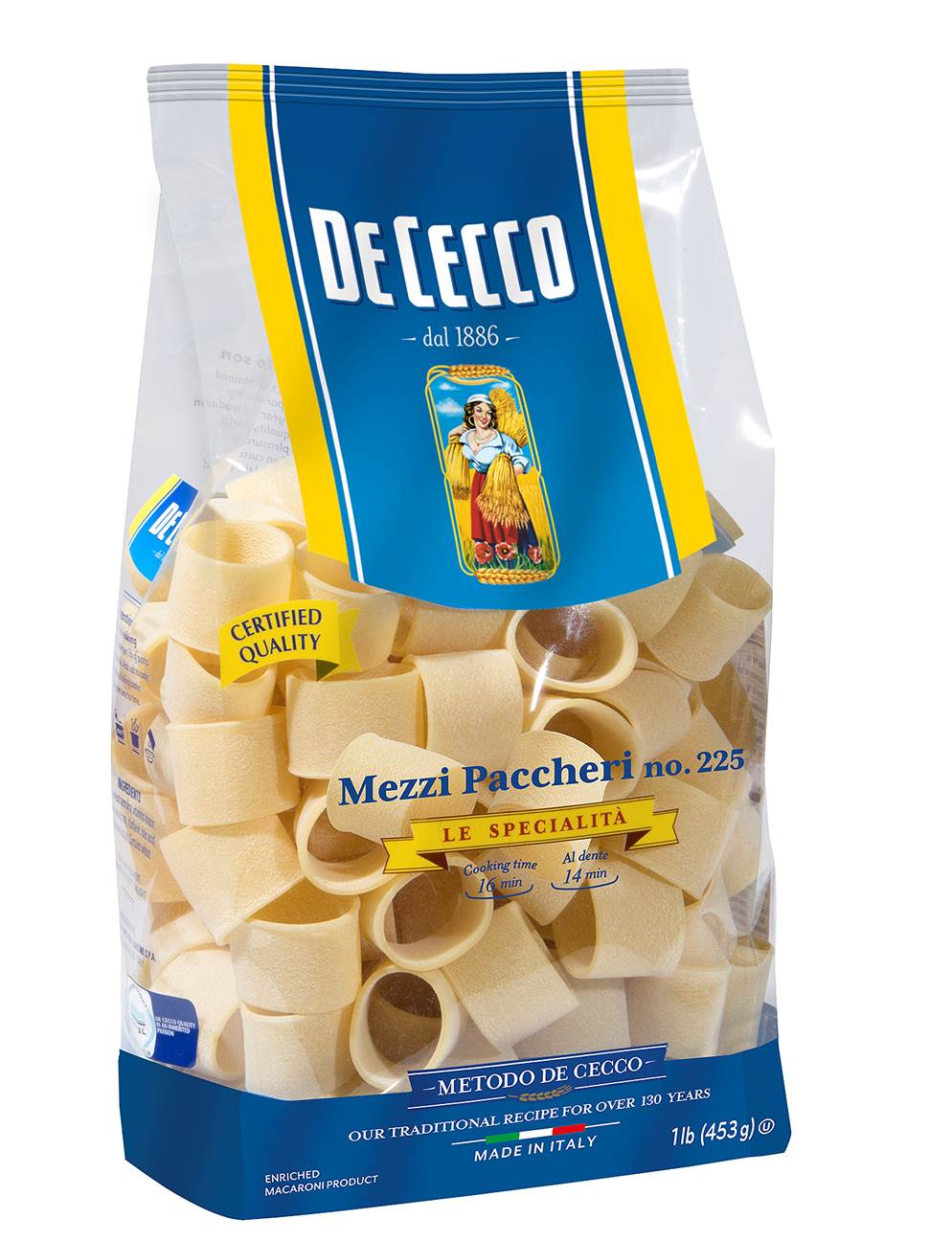 De Cecco No. 225 Mezzi Paccheri; 1 Pounds; 12 Per Case