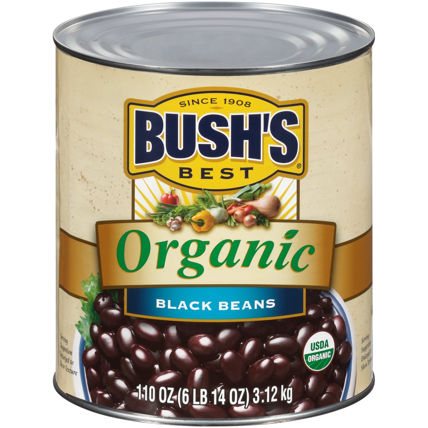 Bush's Best Organic Black Beans; 110 Ounces; 6 Per Case