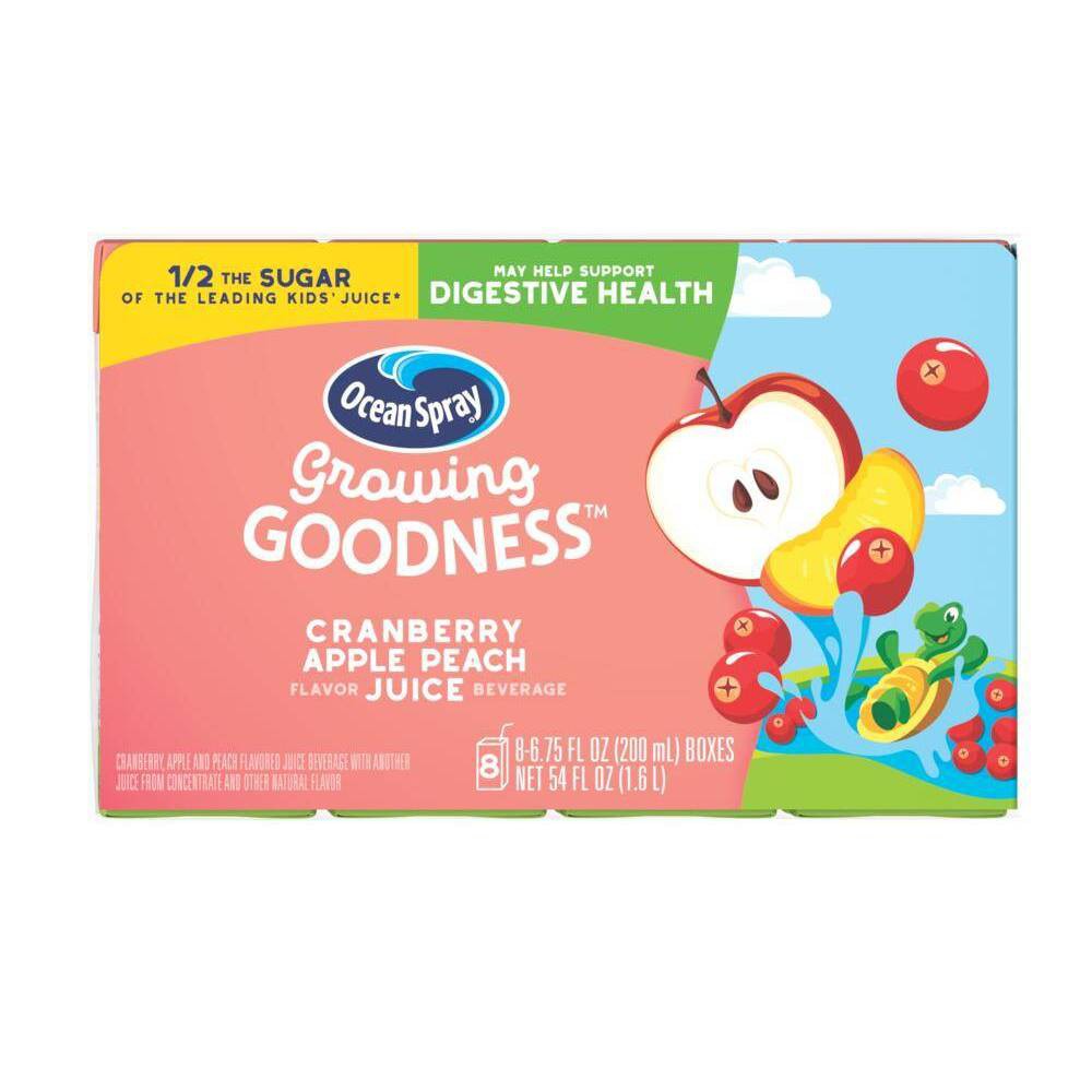 Ocean Spray Growing Goodness Cranberry Apple Peach; 6.75 Fluid Ounces; 8 Per Box; 4 Per Case