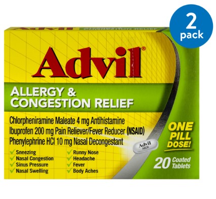 Advil Congestion Relief Allergy & Congestion Relief; 20 Each; 3 Per Box; 24 Per Case - High Mart Wholesale