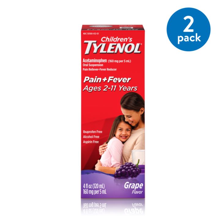 Tylenol Children's Suspension Grape; 4 Fluid Ounces; 3 Per Box; 12 Per Case