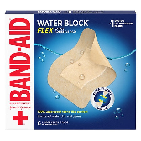 Band Aid Water Lock Flex; 6 Count; 3 Per Box; 4 Per Case - High Mart Wholesale