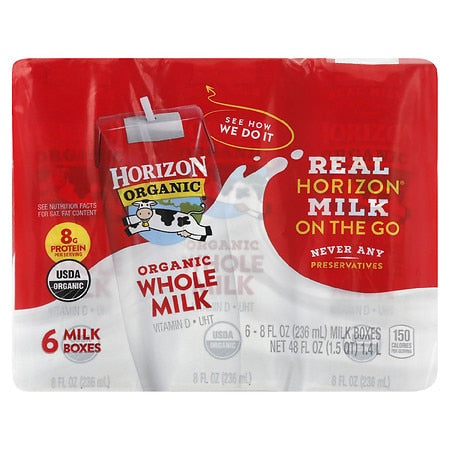Horizon Organic Organic Aseptic Whole Milk; 48 Fluid Ounces; 6 Per Case