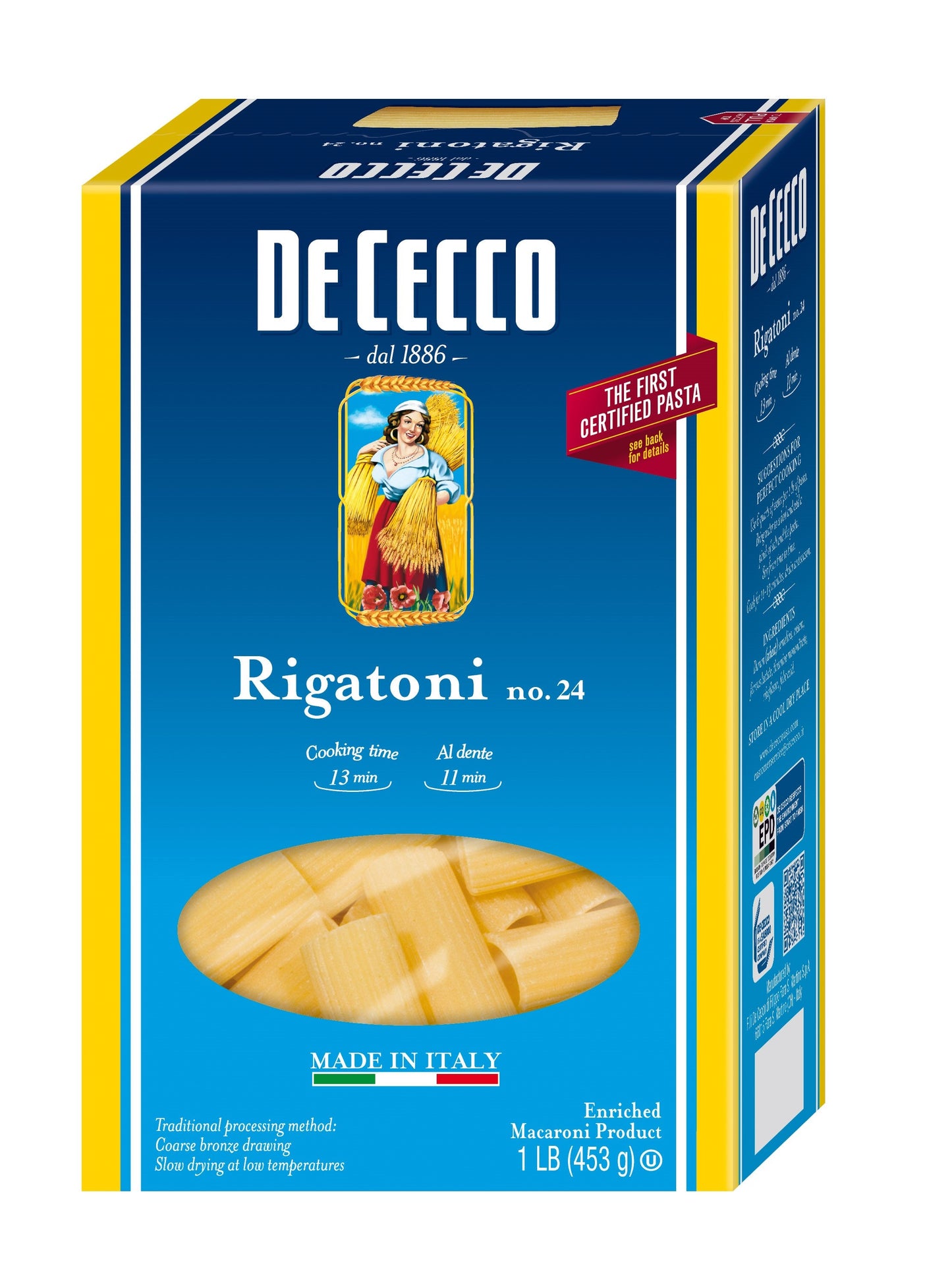 De Cecco Rigatoni; 1 Pound; 12 Per Case