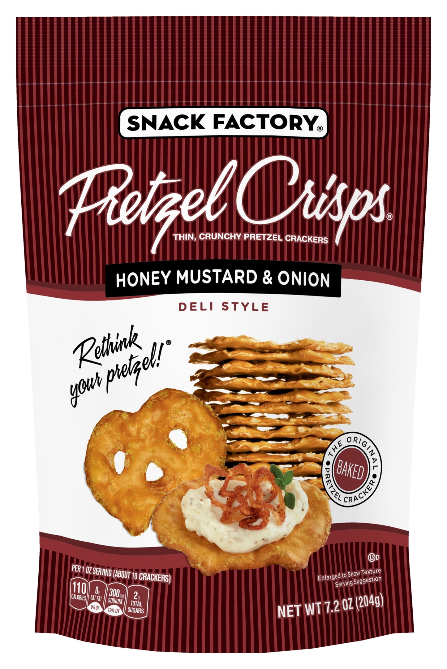 Snack Factory Pretzel Crisps Honey Mustard Onion; 7.2 Ounce; 12 Per Case - High Mart Wholesale