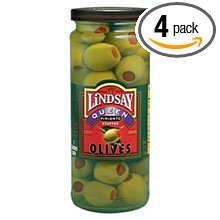 Lindsay Stuffed Manzanilla Imported 340/360 Olives Bulk; 84 Ounce; 4 Per Case - High Mart Wholesale