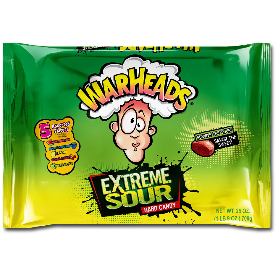 Warheads Extreme Sour Hard Candy Laydown Bag; 25 Ounces; 12 Per Case