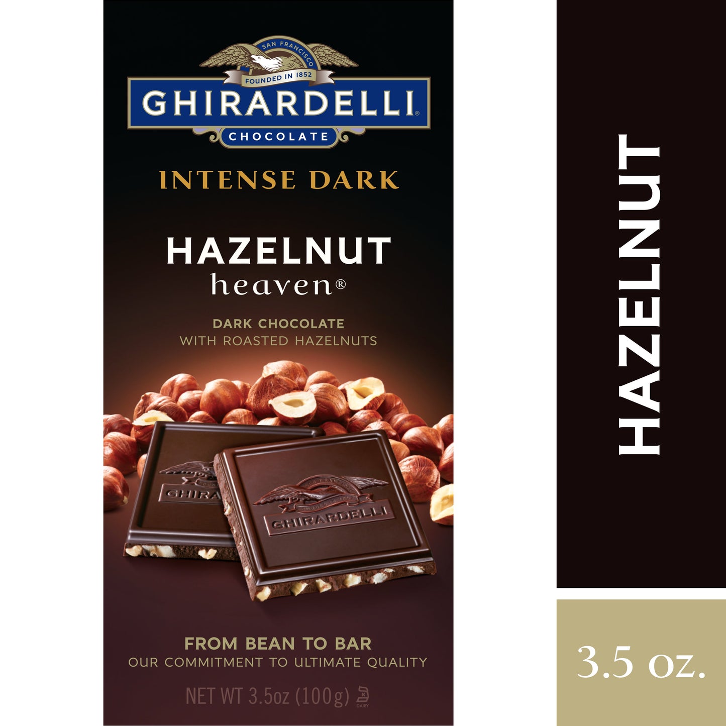 Ghirardelli Chocolate Bar Intense Dark Hazelnut Heaven; 3.5 Ounces; 12 Per Case - High Mart Wholesale