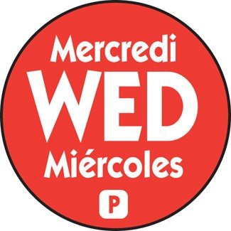 Ncco National Checking .75 Inch Circle Trilingual Permanent Red Wednesday Label; 2000 Each