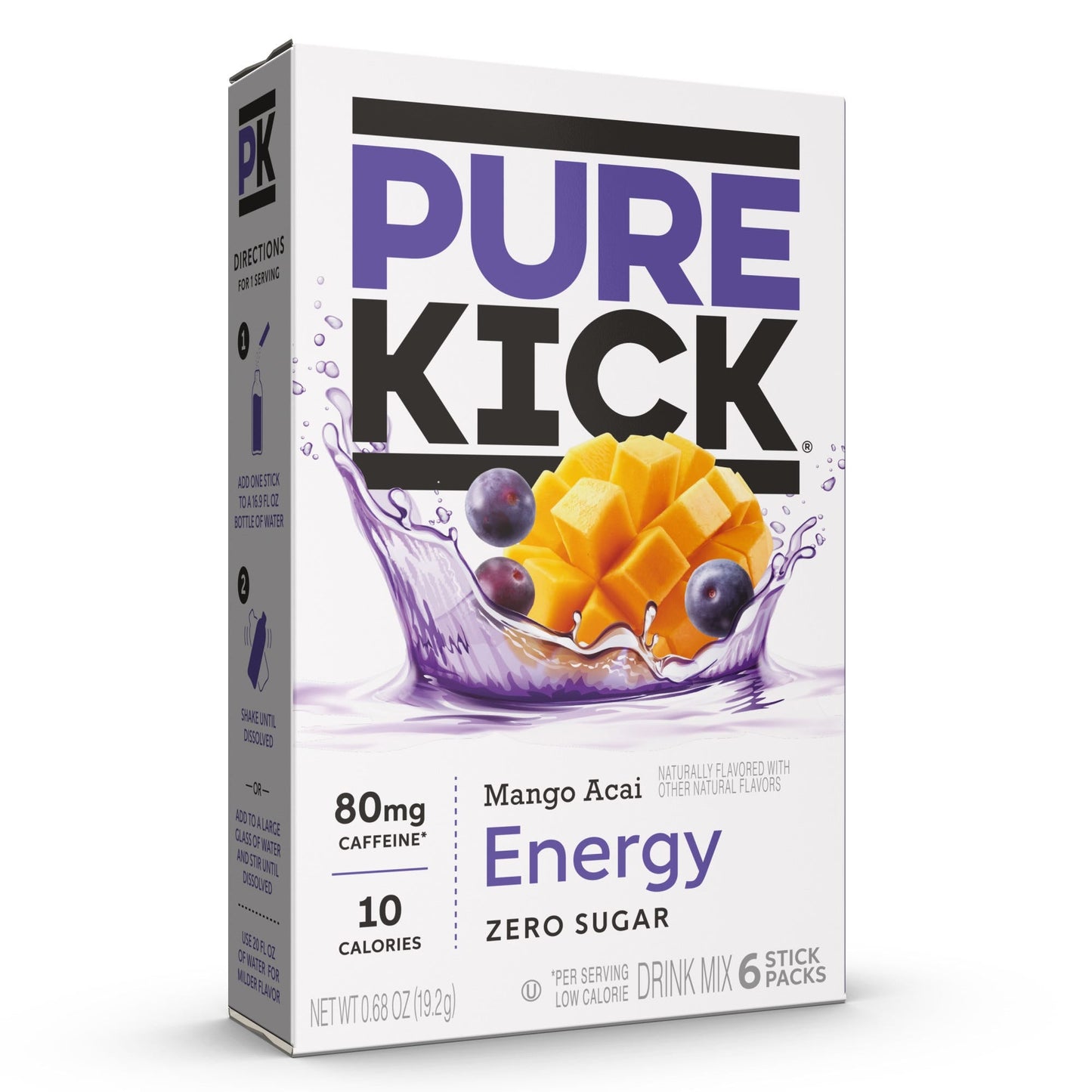 Pure Kick Energy Drink Mix Mango Acai Singles To Go; 6 Count; 12 Per Case - High Mart Wholesale