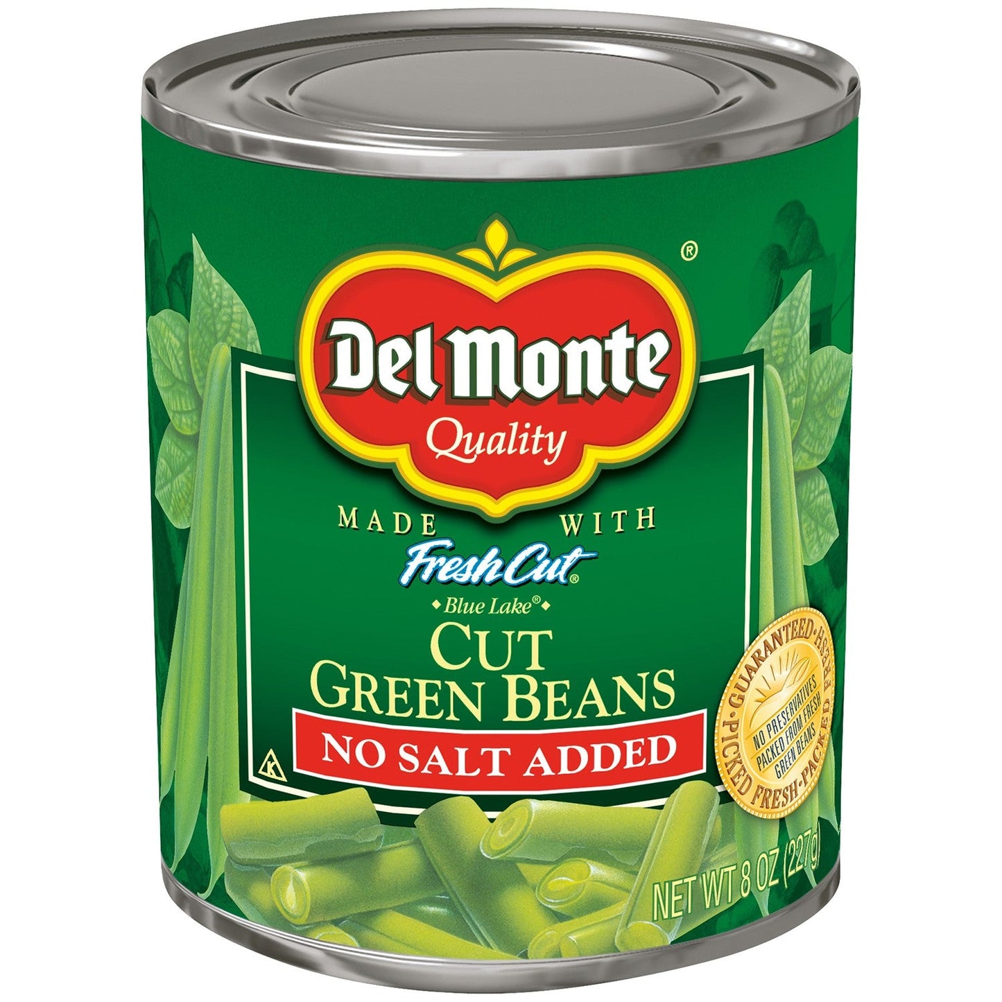 Del Monte Cut Green Beans No Salt Added; 8 Ounces; 12 Per Case