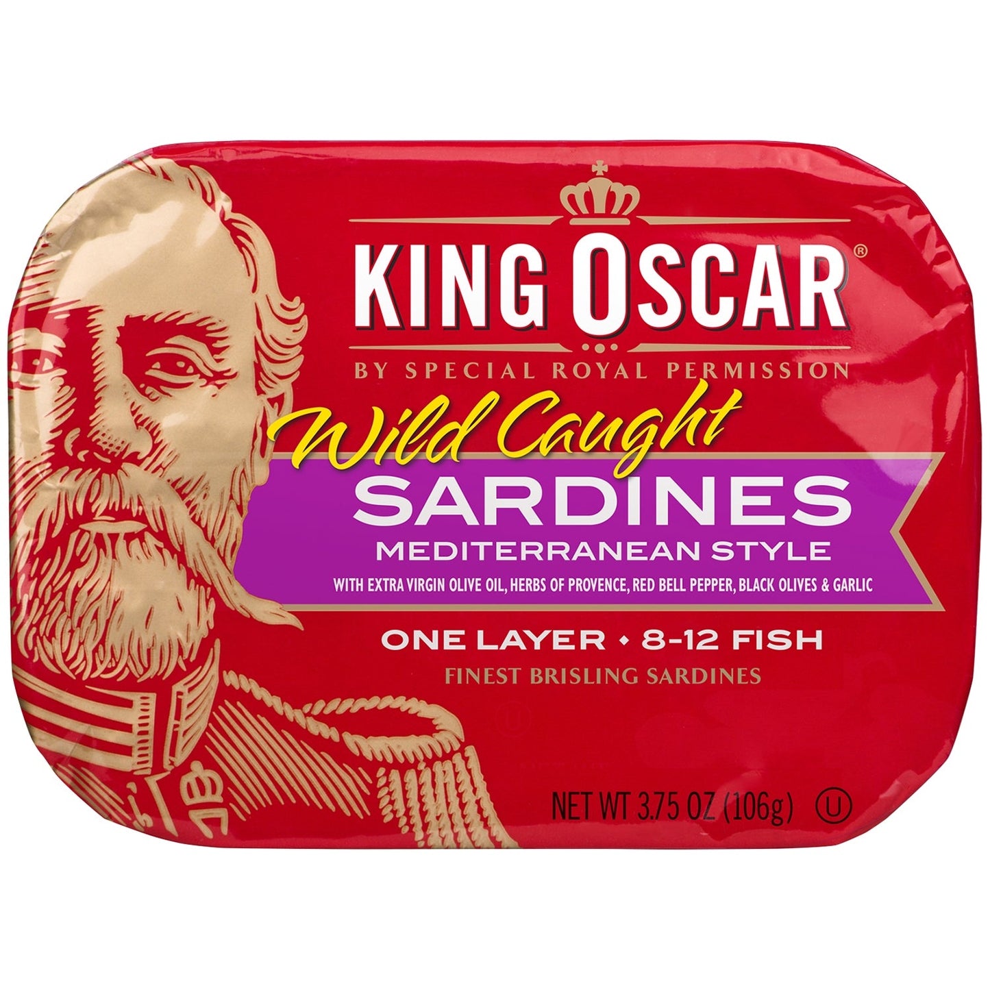King Oscar Sardines 1 Loaf Extra Virgin Olive Oil Mediterranean Style; 3.75 Ounces; 12 Per Case