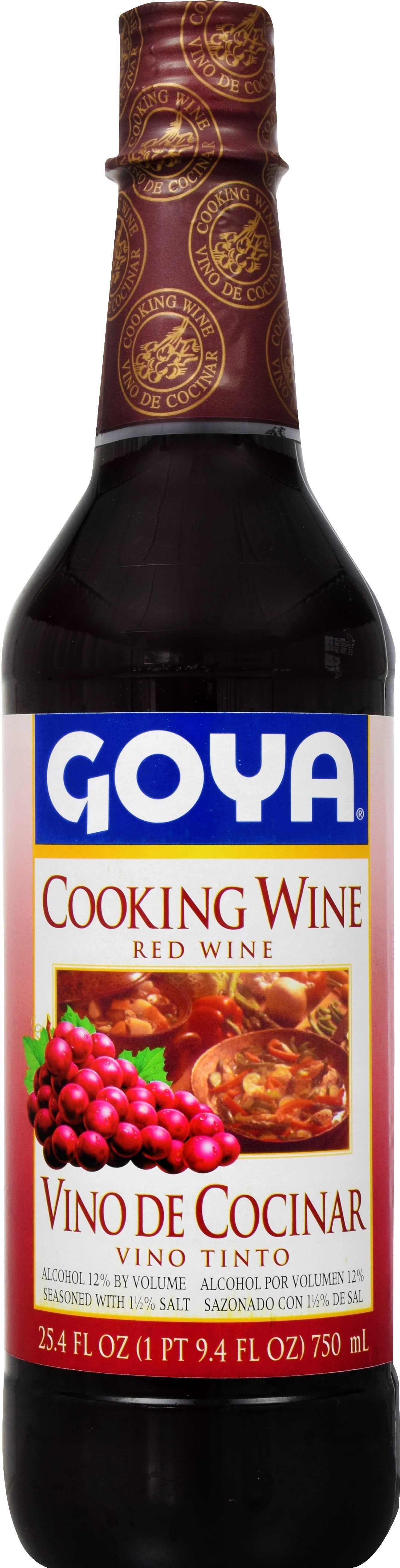Goya Red With Insert Cooking Wine Bottle; 25.4 Ounce; 12 Per Case