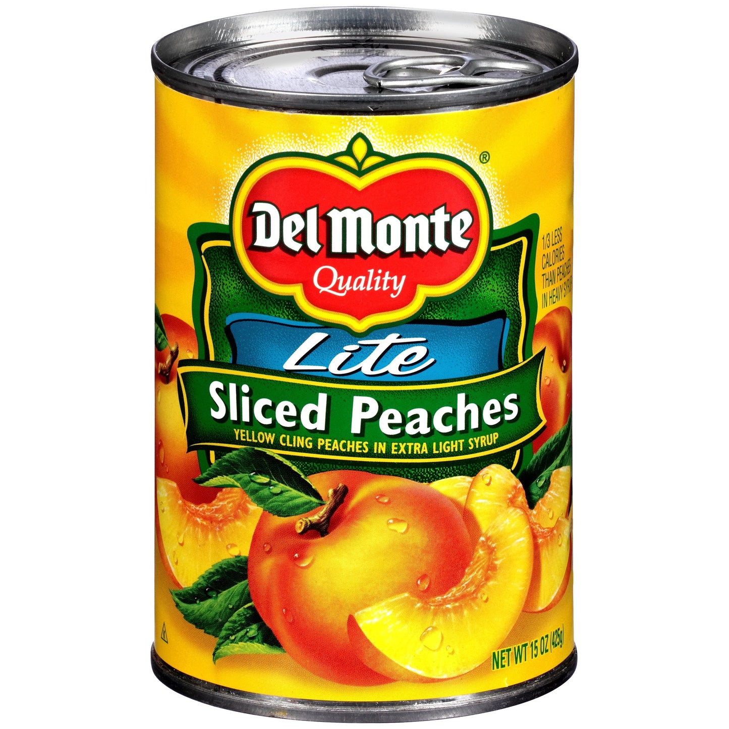 Del Monte Peaches Lite Sliced Yellow Cling; 15 Ounces; 12 Per Case