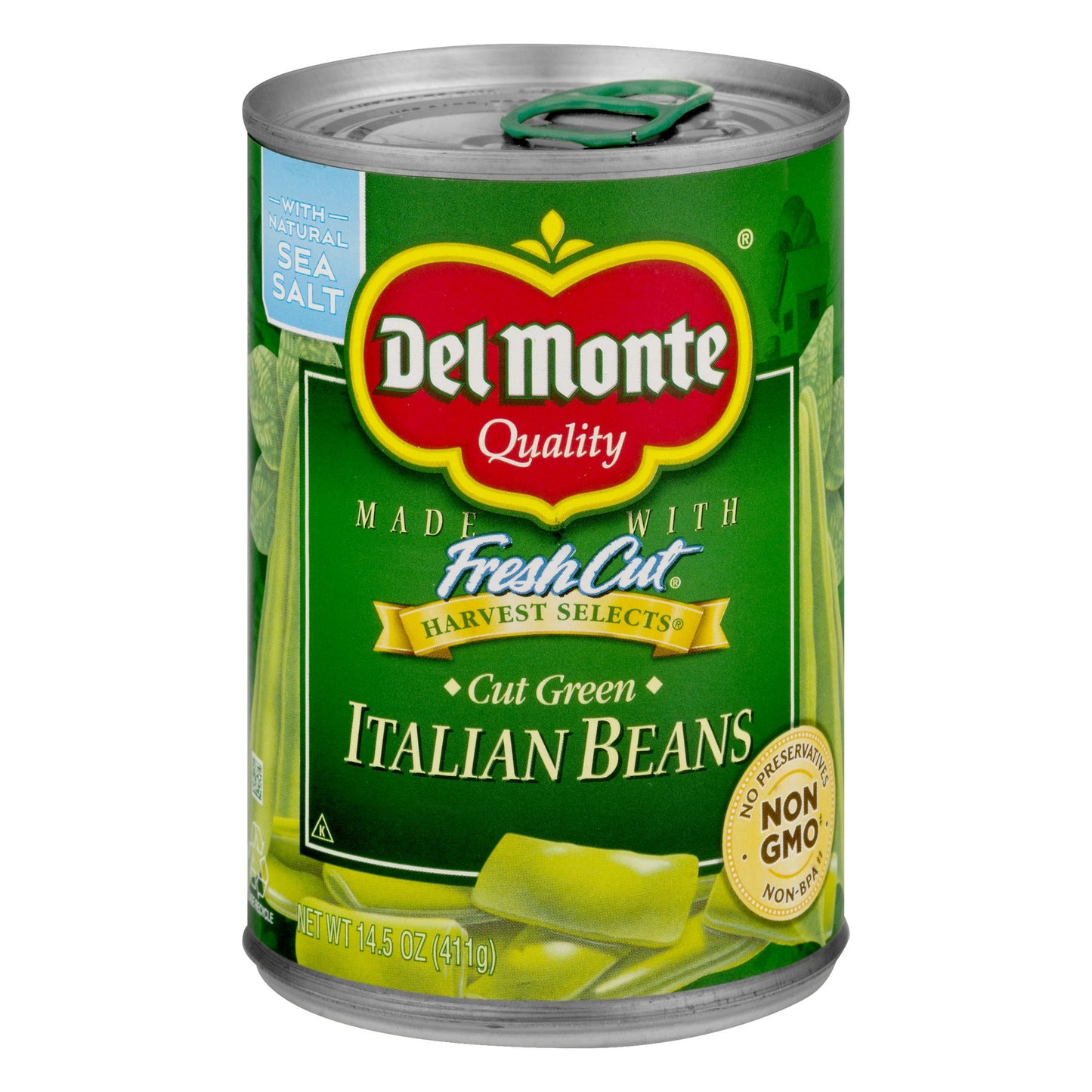 Del Monte Green Beans Italian Cut Easy Open; 14.5 Ounces; 12 Per Case