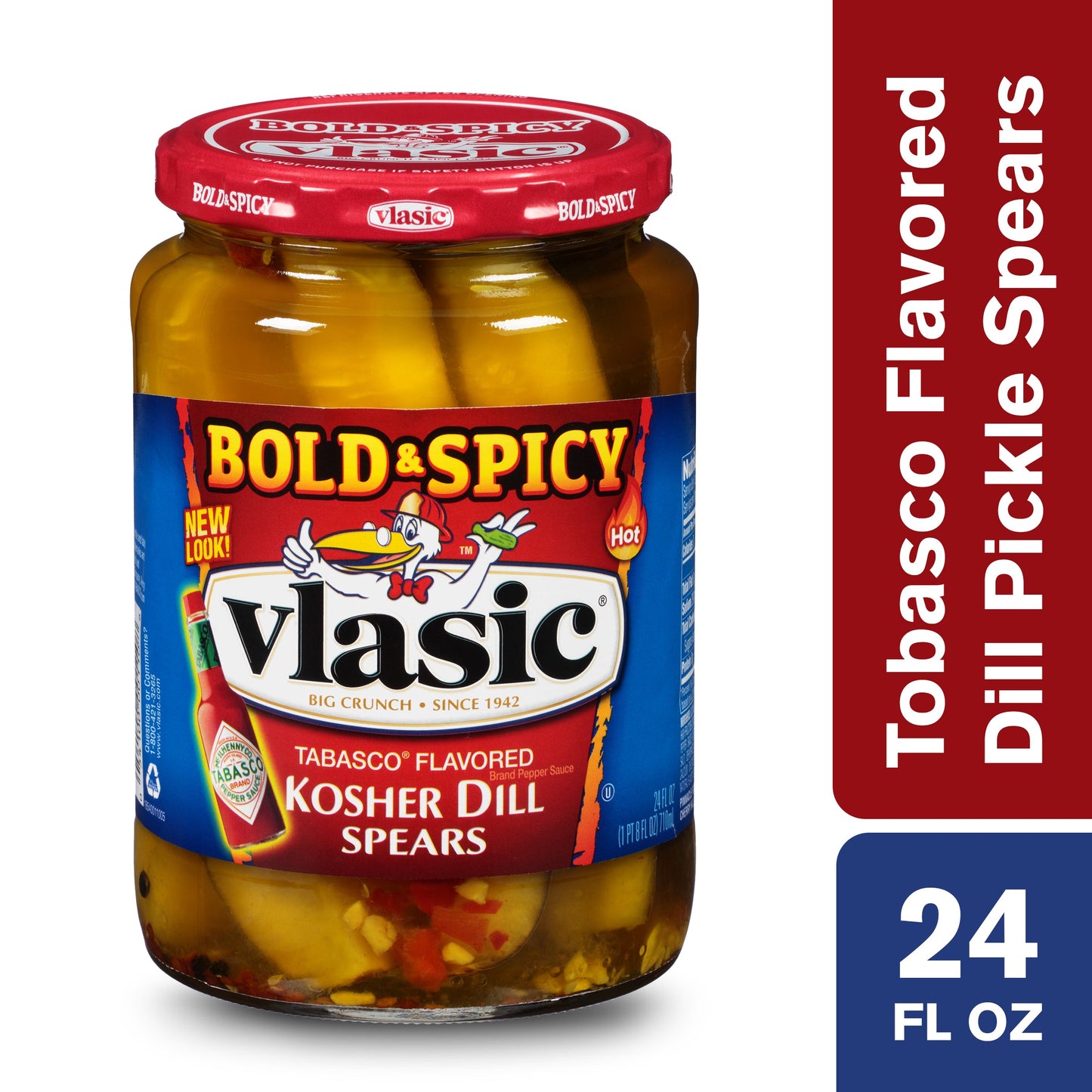 Vlasic Dill Tabasco Pickle Spear Jar; 24 Fluid Ounce; 6 Per Case - High Mart Wholesale