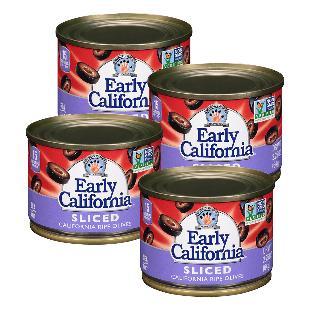 Early California Sliced Ripe Black Olives Canned; 2.25 Ounce; 12 Per Case - High Mart Wholesale