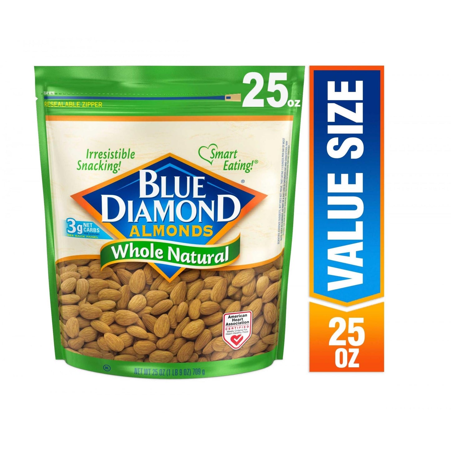 Blue Diamond Almonds Almonds Whole Natural; 25 Ounces; 6 Per Case - High Mart Wholesale