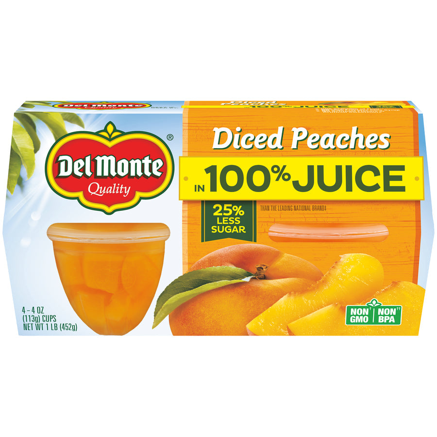 Del Monte In 100% Juice Diced Peach; 16 Ounces; 6 Per Case