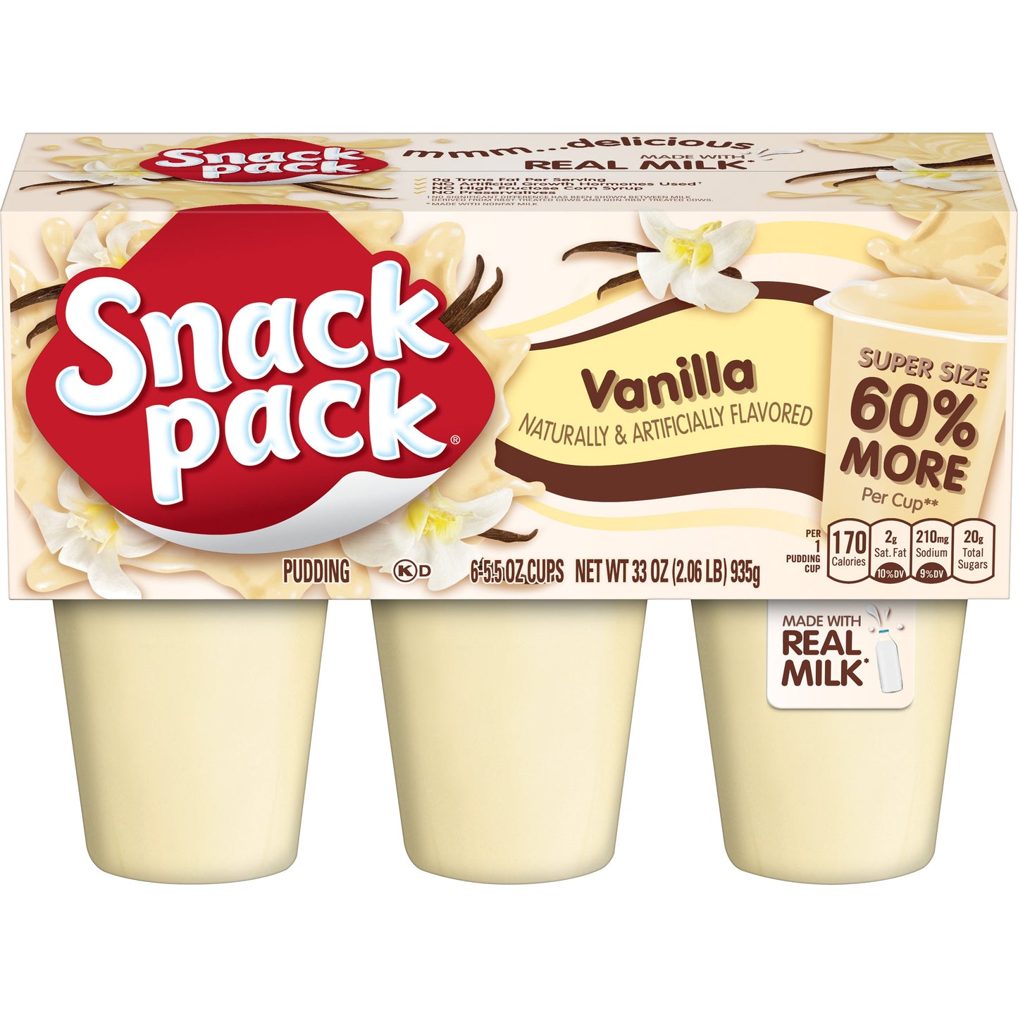 Snack Pack Vanilla Pudding; 33 Ounces; 8 Per Case