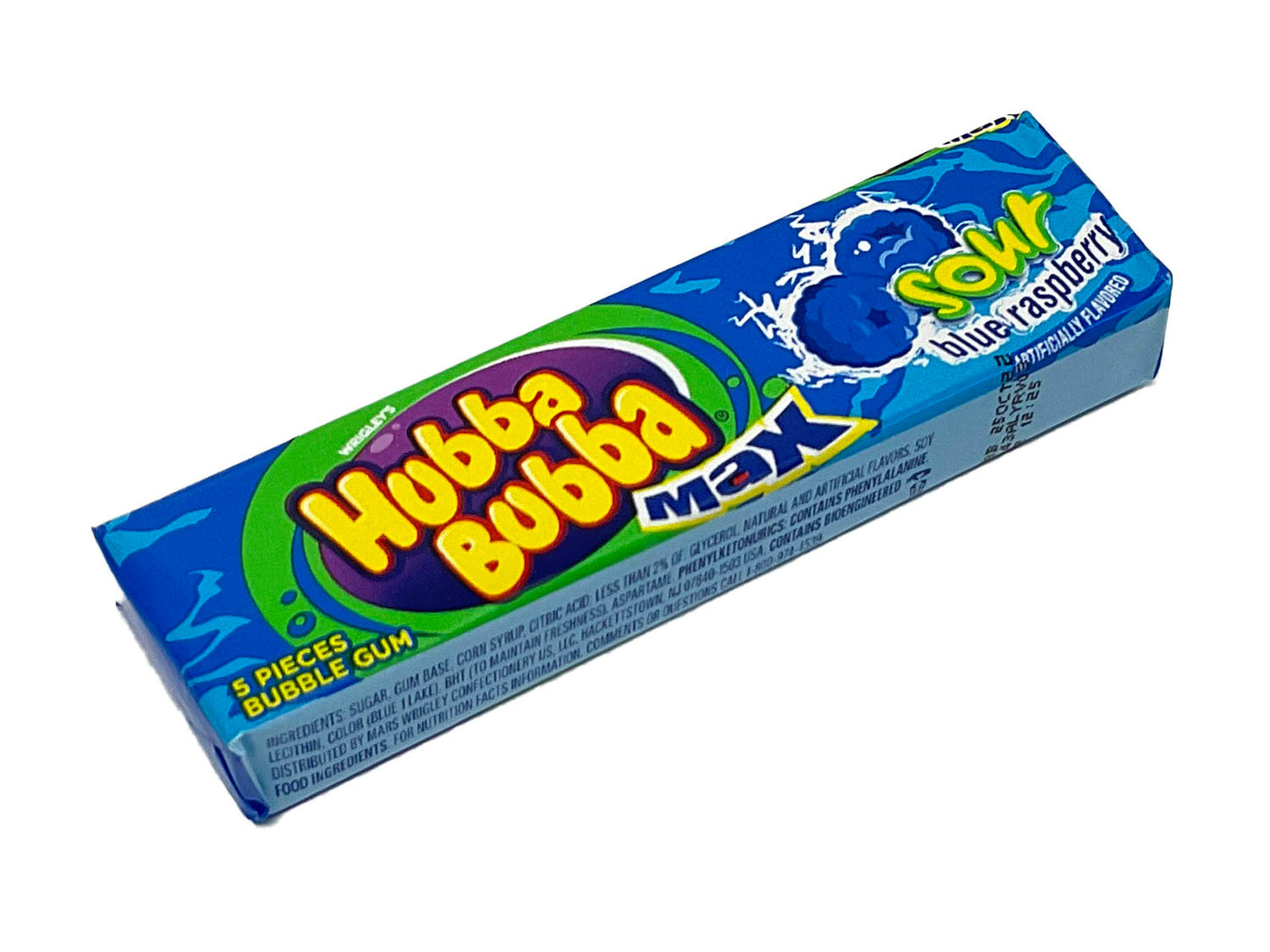 Hubba Bubba Sour Blue Raspberry Singles; 5 Piece; 18 Per Box; 8 Per Case