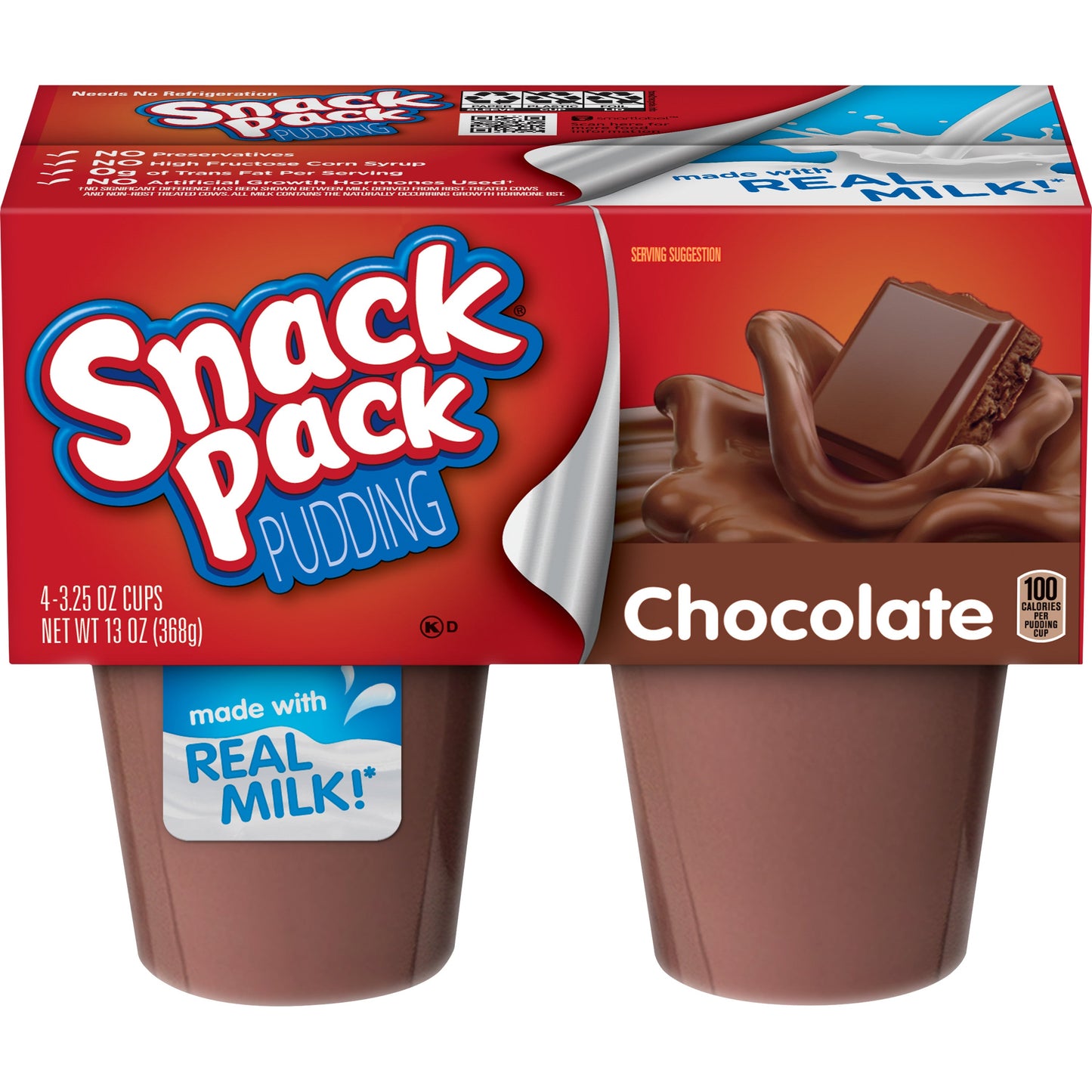 Snack Pack Pudding Chocolate; 3.25 Ounce; 12 Per Case