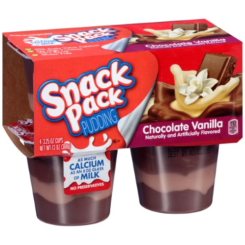 Snack Pack 1Nkp Pudding Triple Layer Chocolate/Vanilla; 3.25 Ounce; 12 Per Case