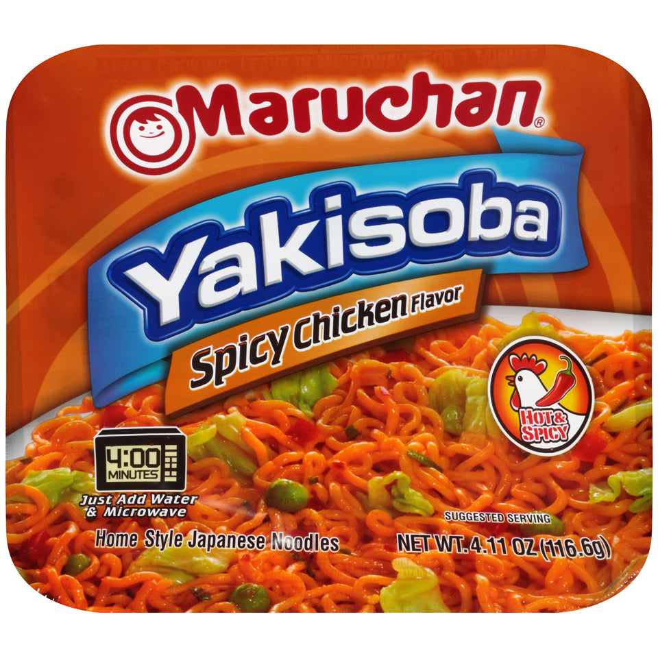 Maruchan Ramen Yakisoba Hot & Spicy Chicken Flavored Home Style Japanese Noodles; 4.11 Ounces; 8 Per Case - High Mart Wholesale
