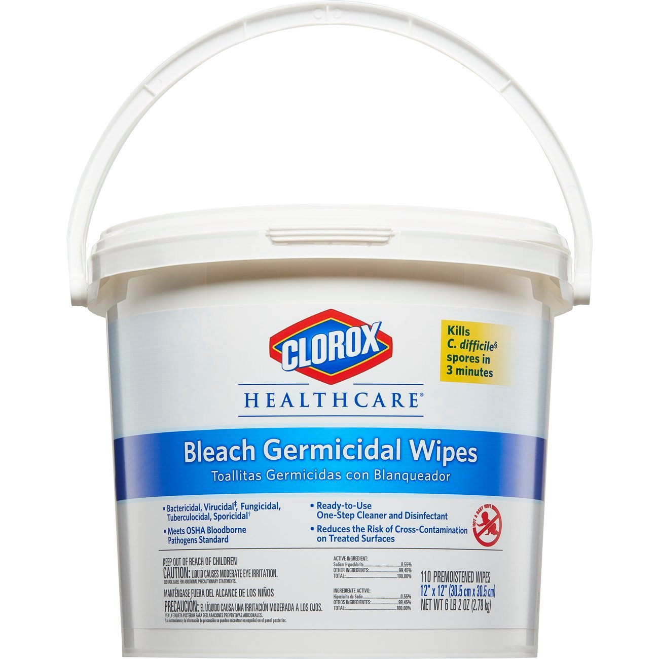Clorox Healthcare Wipes Germicidal Commercial Solutions; 110 Count; 2 Per Case - High Mart Wholesale