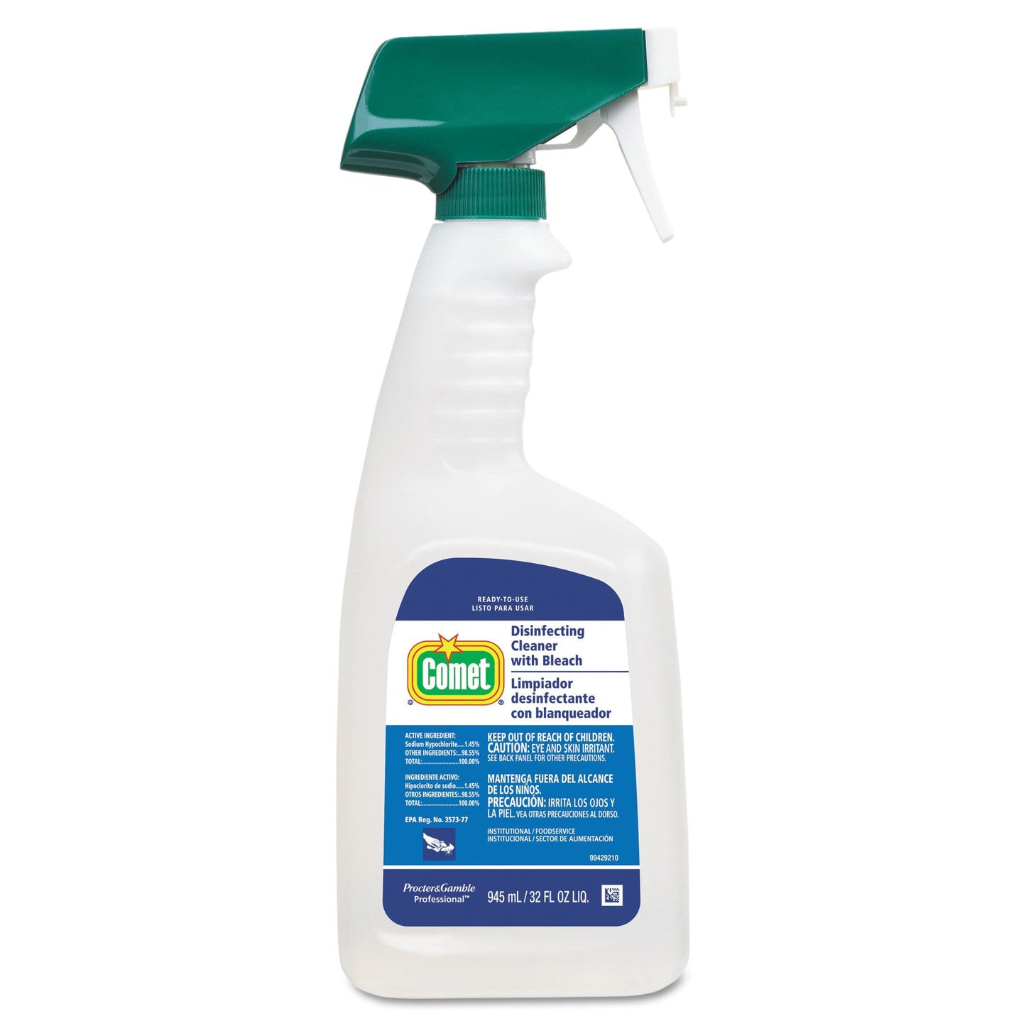 Comet Professional Disinfecting Spray Cleaner With Bleach Ready To Use Bottle; 32 Ounce; 8 Per Case