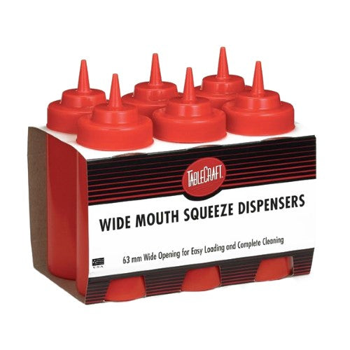 Tablecraft Squeeze Bottle Wide Mouth Ketchup Red; 6 Count; 8 Per Case - High Mart Wholesale