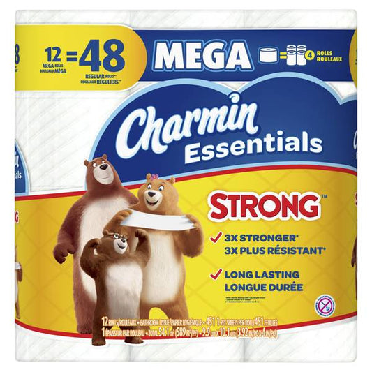 Charmin Essentials Strong Toilet Tissue Dry 1 Ply Unscented; 560 Square Foot; 4 Per Case