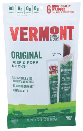 Vermont Smoke And Cure Original Beef & Pork 6 Count 1 Ounce (60 Count Carton); 6 Ounce; 10 Per Case - High Mart Wholesale