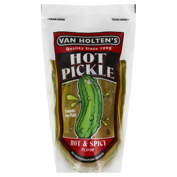 Van Holten's Large Hot And Spicy Pickle Whole Single Serve Pouch; 1 Each; 12 Per Case