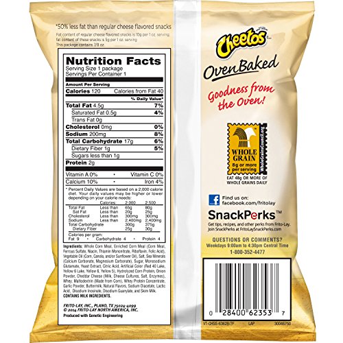 Cheetos Baked Crunchy Flamin Hot Cheese Flavored Snack; 0.875 Ounce; 104 Per Case