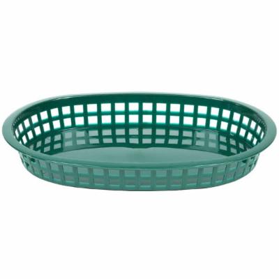Tablecraft 10.5 Inch X 7 Inch X 1.5 Inch Chicago Oval Forest Green Platter Basket; 36 Each; 1 Per Case - High Mart Wholesale