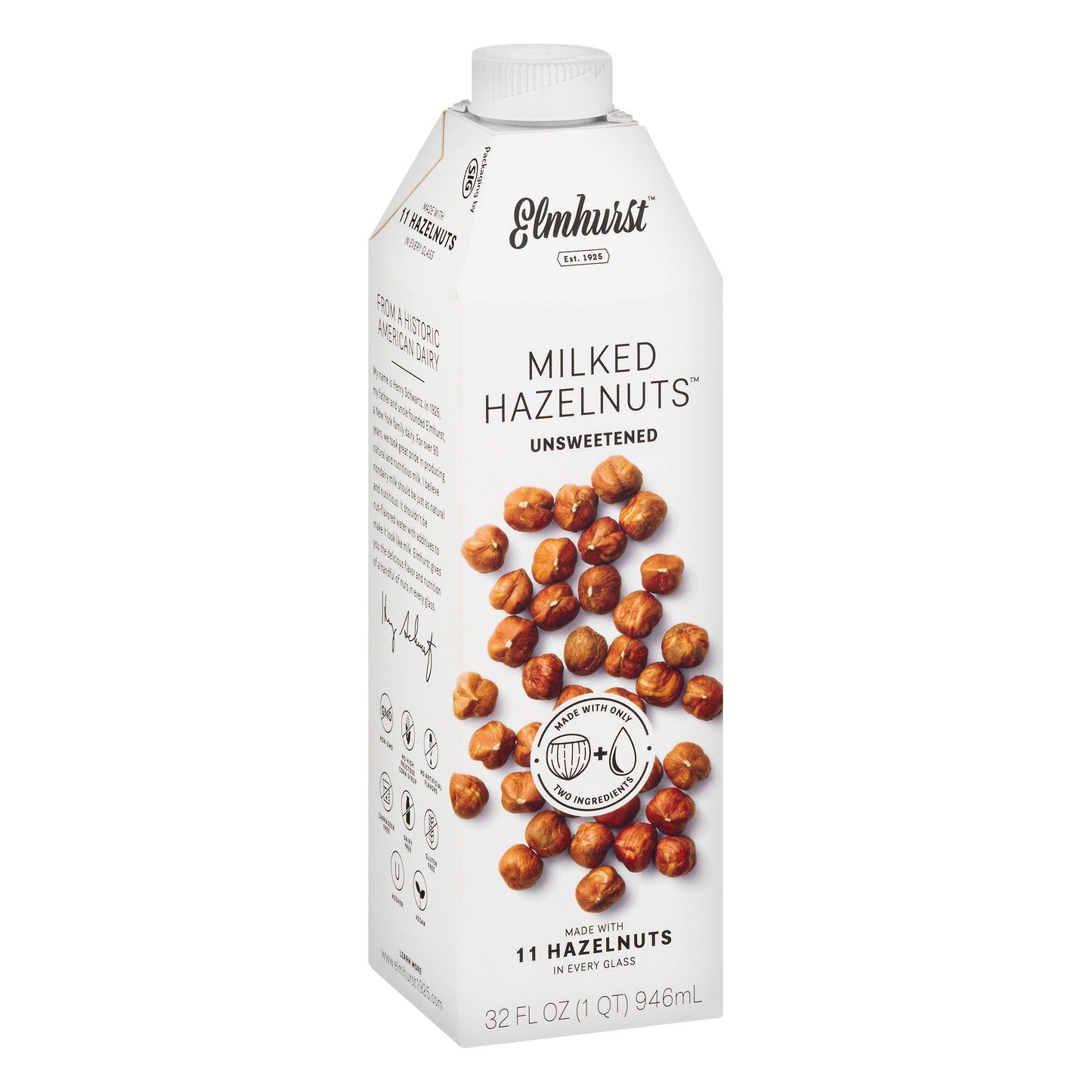 Elmhurst Milked Milked Unsweetened Hazelnut; 32 Fluid Ounces; 6 Per Case