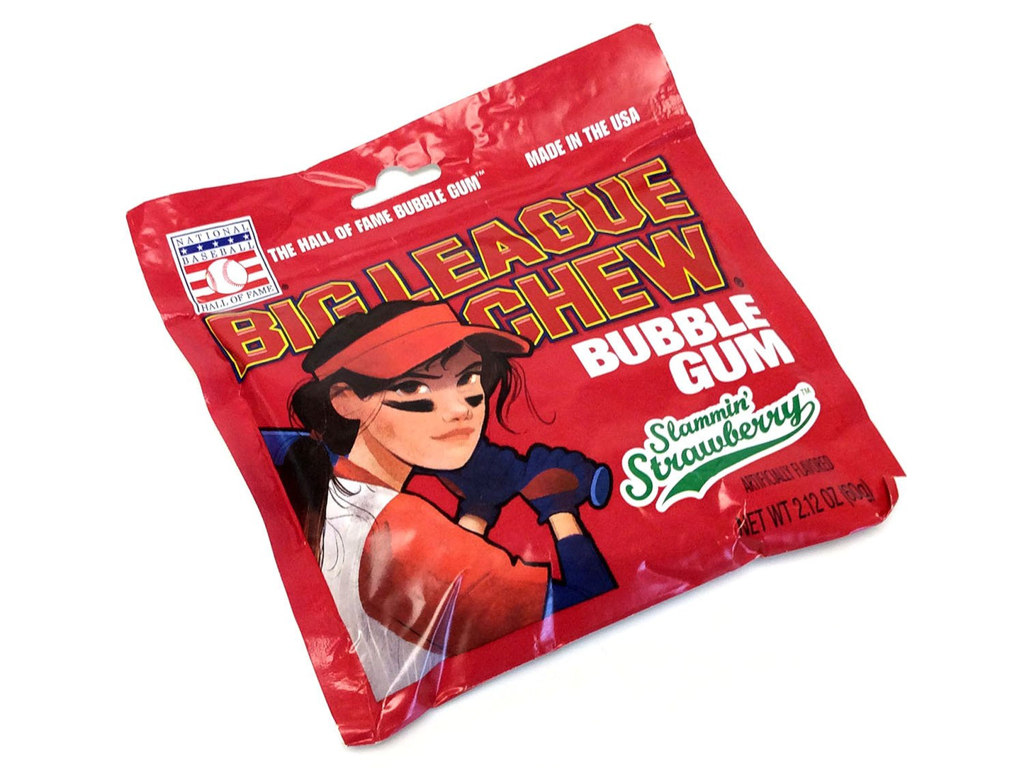 Big League Chew Strawberry Girl Pouch; 2.12 Ounces; 12 Per Box; 9 Per Case - High Mart Wholesale