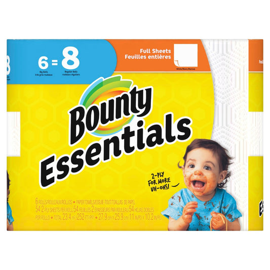 Bounty Paper Towel Essentials White 2 Ply 54Cnt; 6 Count; 1 Per Case